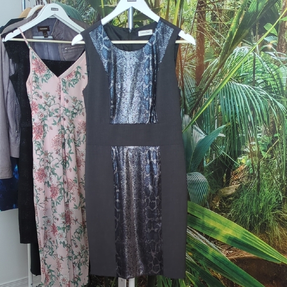 Calvin Klein Charcoal and Navy Women's Dress - Picture 3 of 4